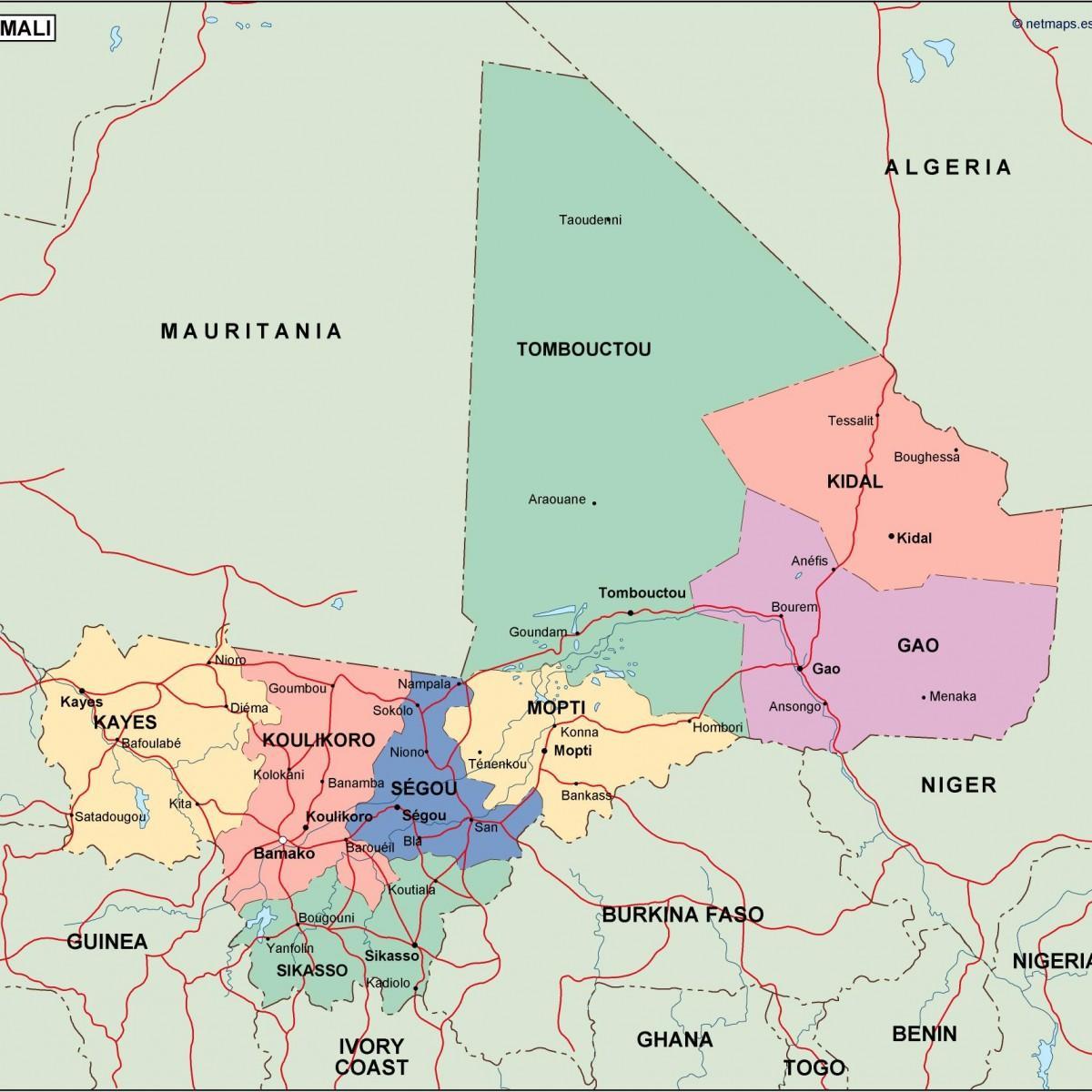 Mapa ng pampulitika Mali