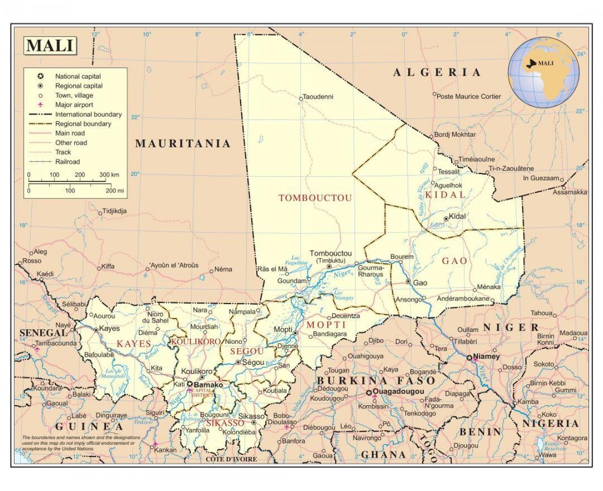 Mapa ng Mali malalim